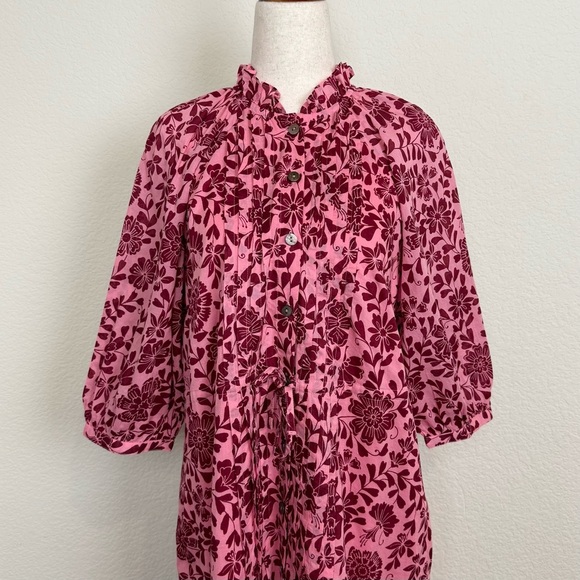 Banjanan Benita Pink‎ Floral Print Cotton Dress - Picture 4 of 16